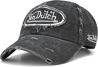 Men's and Women's Classic Cap - Retro Vintage Cotton Curved Brim Hat, Black Distressed with Patched