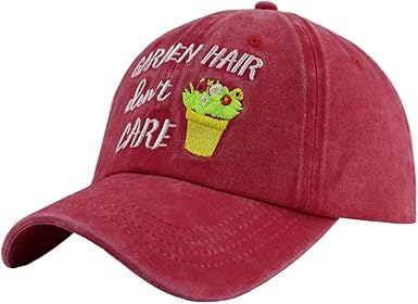 Garden Hair Don’t Care Hat, Adjustable Washed Cotton Embroidered Baseball Cap