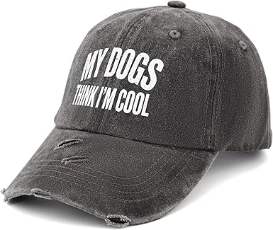 My Dog Thinks Im Cool Hat for Womens Trendy Washed Distressed Baseball Caps Cool Cap for Women